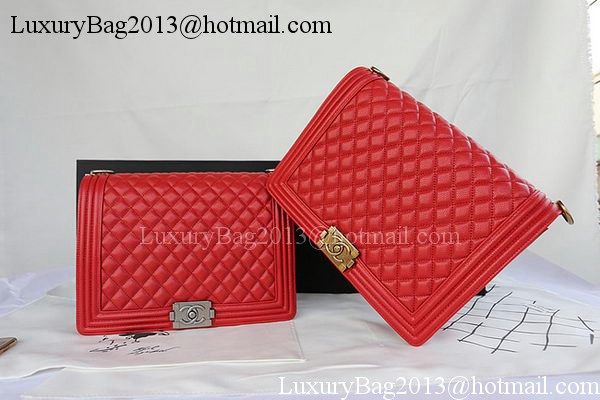 Boy Chanel Flap Shoulder Bag Original Cannage Pattern A67087 Red