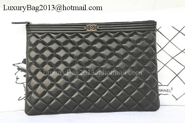 Boy Chanel Sheepskin Leather Clutch A80571 Black