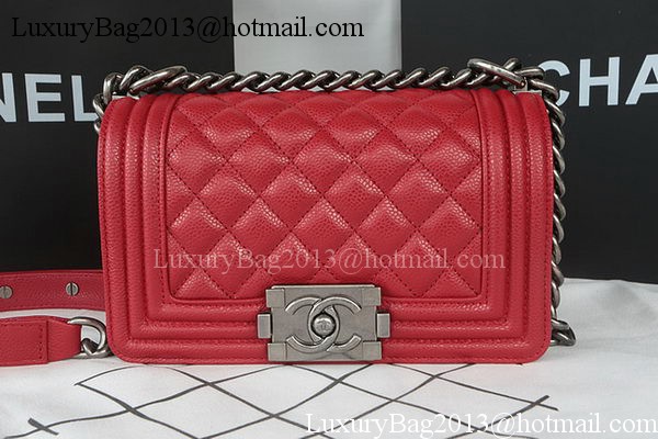 Boy Chanel mini Flap Bag Original Cannage Pattern A67085 Dark Red