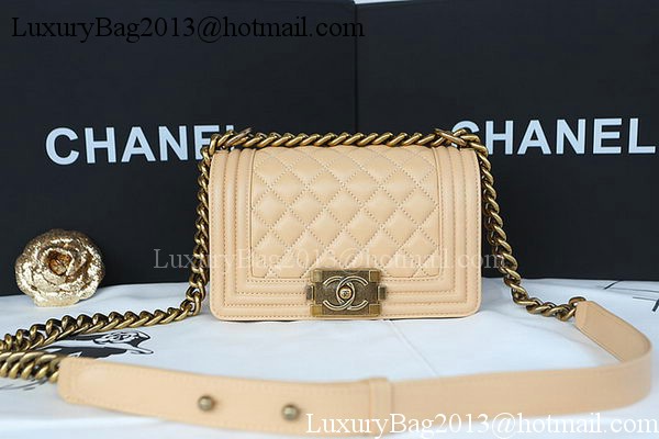 Boy Chanel mini Flap Bag Original Sheepskin A67085 Apricot