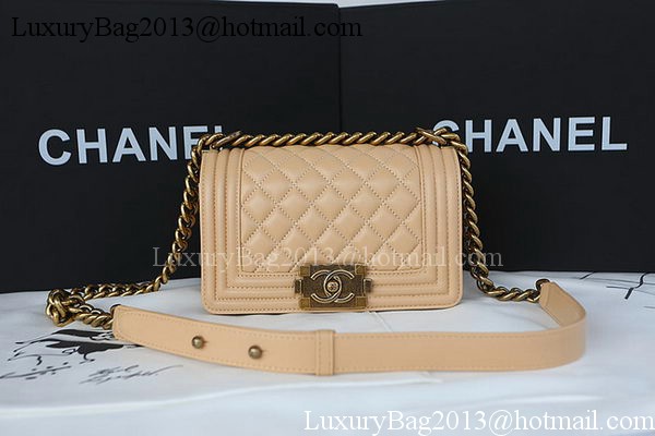 Boy Chanel mini Flap Bag Original Sheepskin A67085 Apricot