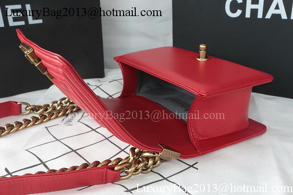 Boy Chanel mini Flap Bag Original Sheepskin A67085 Dark Red