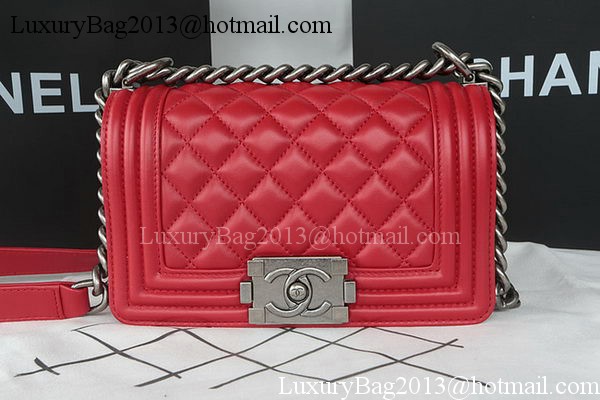 Boy Chanel mini Flap Bag Original Sheepskin A67085 Dark Red