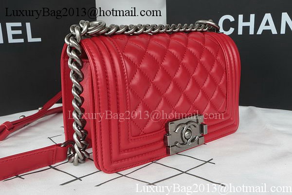 Boy Chanel mini Flap Bag Original Sheepskin A67085 Dark Red