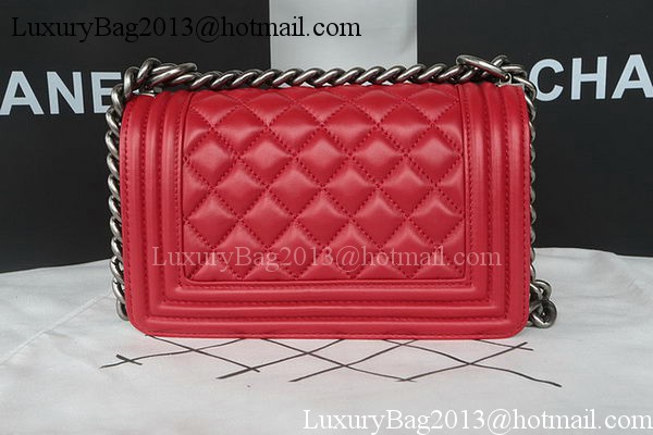 Boy Chanel mini Flap Bag Original Sheepskin A67085 Dark Red