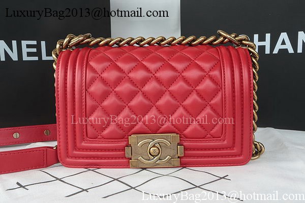 Boy Chanel mini Flap Bag Original Sheepskin A67085 Dark Red