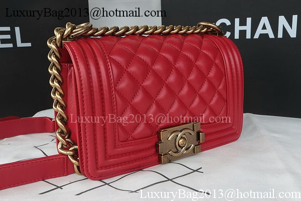 Boy Chanel mini Flap Bag Original Sheepskin A67085 Dark Red