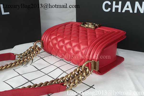 Boy Chanel mini Flap Bag Original Sheepskin A67085 Dark Red