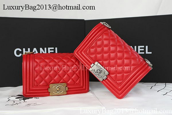 Boy Chanel mini Flap Bag Original Sheepskin A67085 Red