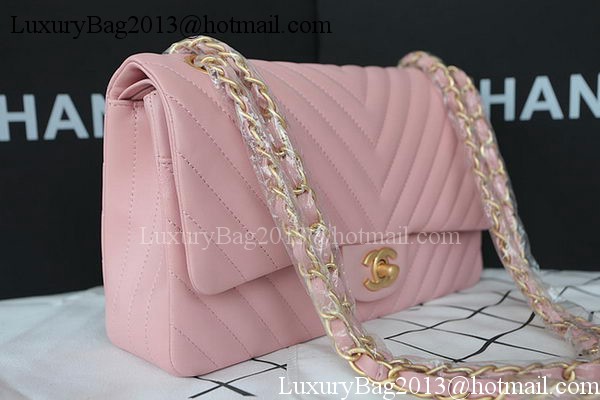 Chanel 2.55 Series Flap Bag Lambskin Chevron Leather A1112CF Pink