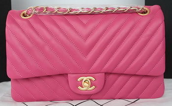 Chanel 2.55 Series Flap Bag Lambskin Chevron Leather A1112CF Rose