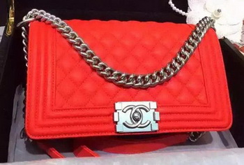 Chanel Boy Flap Shoulder Bags Deer Skin Leather A67086 Red