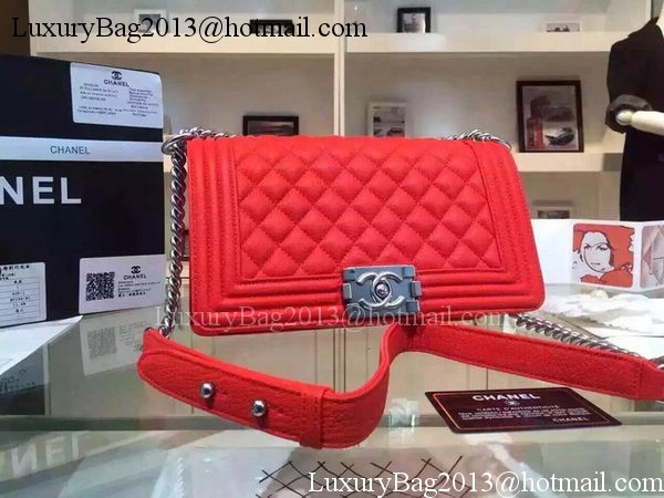 Chanel Boy Flap Shoulder Bags Deer Skin Leather A67086 Red