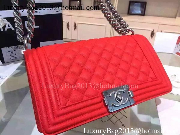 Chanel Boy Flap Shoulder Bags Deer Skin Leather A67086 Red