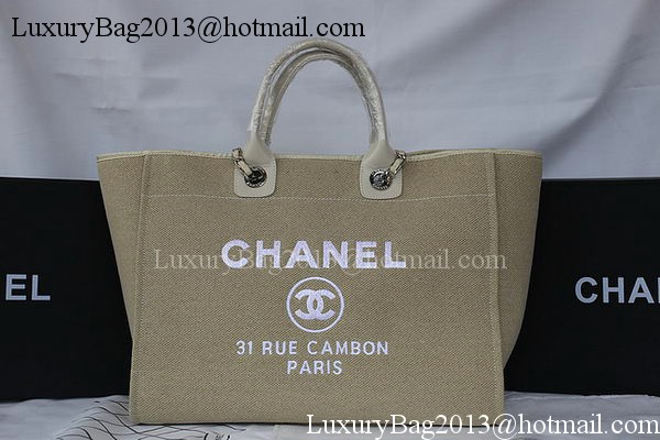 Chanel Large Canvas Tote Shopping Bag A67002 Apricot