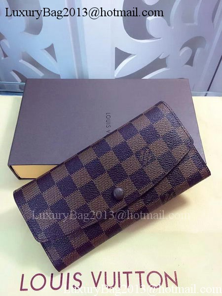 Louis Vuitton Damier Ebene Canvas Emilie Wallet Rouge M60136 Brown