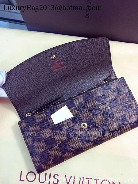 Louis Vuitton Damier Ebene Canvas Emilie Wallet Rouge M60136 Brown