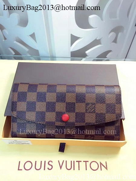 Louis Vuitton Damier Ebene Canvas Emilie Wallet Rouge M60136 Red