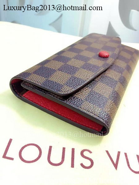 Louis Vuitton Damier Ebene Canvas Emilie Wallet Rouge M60136 Red