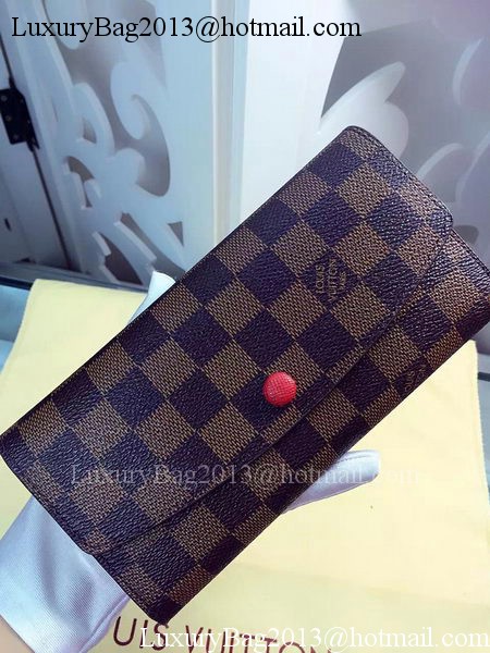 Louis Vuitton Damier Ebene Canvas Emilie Wallet Rouge M60136 Red