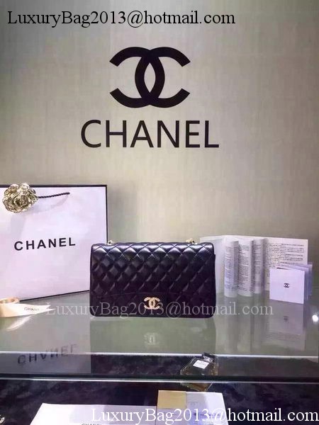 Chanel 2.55 Series Flap Bag Black Sheepskin Leather A5016 Black