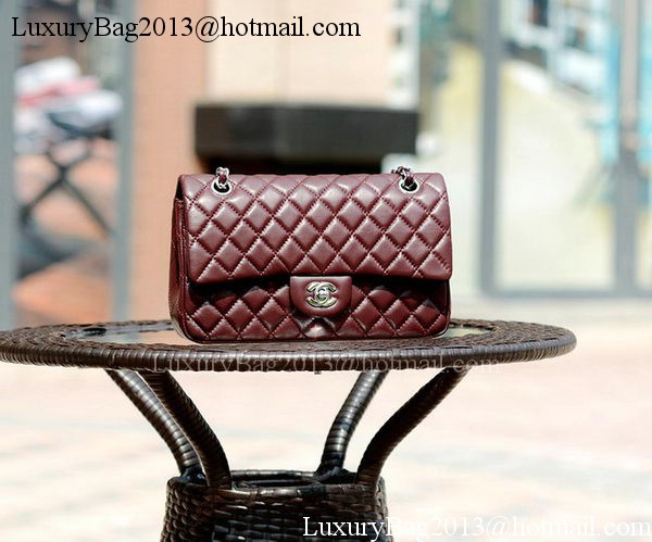 Chanel 2.55 Series Flap Bag Burgundy Sheepskin Leather A37586 Silver