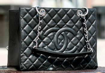 Chanel Classic Coco Bag Black GST Cannage Pattern A50995 Silver