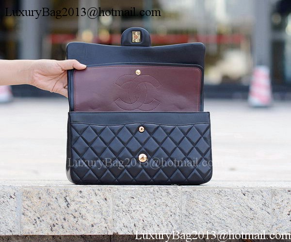 Chanel Classic Flap Bag Black Sheepskin Leather A1113 Gold