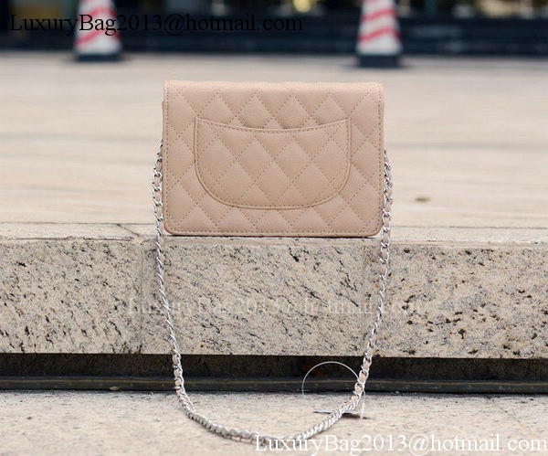 Chanel mini Flap Bag Apricot Cannage Pattern A33814 Silver