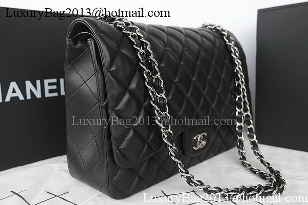 Chanel Classic Flap Bag Black Original Sheepskin Leather CFA1116 Silver