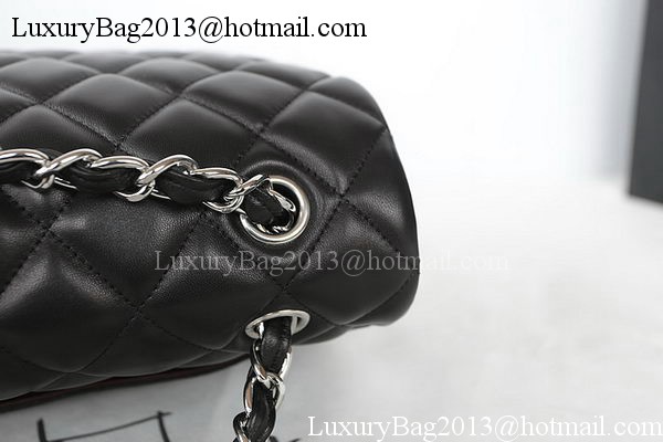 Chanel Classic Flap Bag Black Original Sheepskin Leather CFA1116 Silver