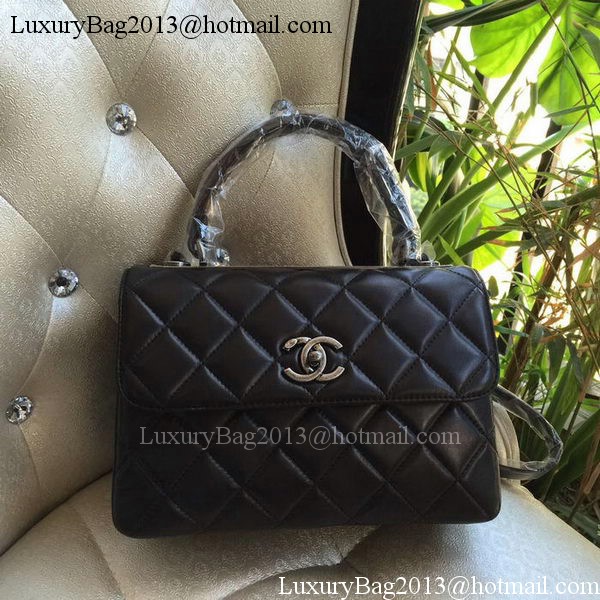 Chanel Classic Top Handle Bag Original Sheepskin Leather A92236 Black