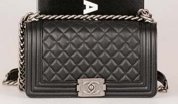 Boy Chanel Flap Shoulder Bag Black Original Cannage Pattern A67086 Silver