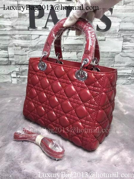 Dior Small Lady Dior Bag Sheepskin Leather CD6322 Burgundy