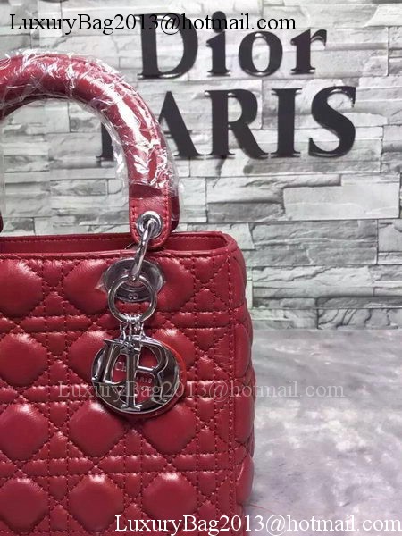 Dior Small Lady Dior Bag Sheepskin Leather CD6322 Burgundy