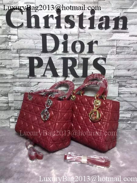 Dior Small Lady Dior Bag Sheepskin Leather CD6322 Burgundy