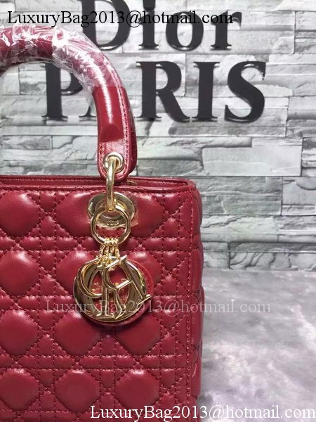 Dior Small Lady Dior Bag Sheepskin Leather CD6322 Burgundy