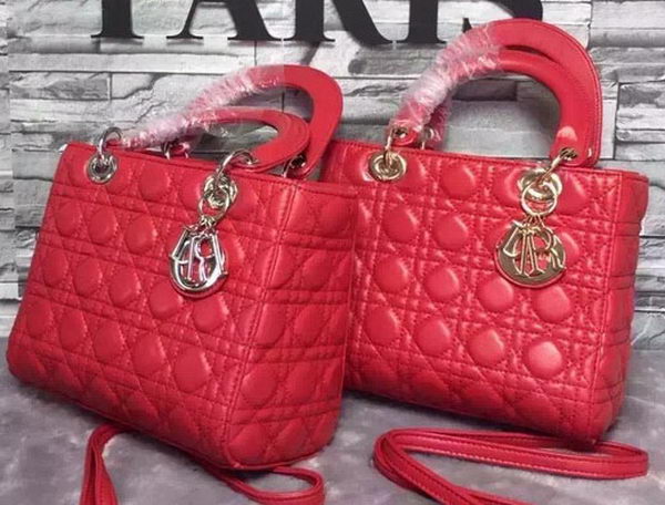 Dior Small Lady Dior Bag Sheepskin Leather CD6322 Red