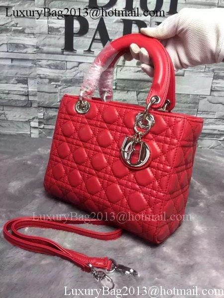 Dior Small Lady Dior Bag Sheepskin Leather CD6322 Red