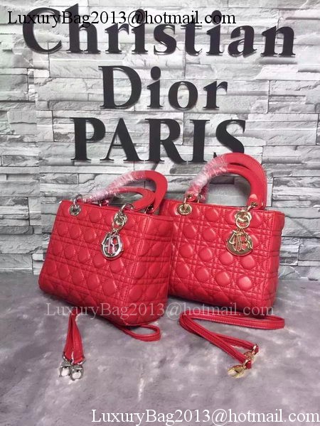 Dior Small Lady Dior Bag Sheepskin Leather CD6322 Red