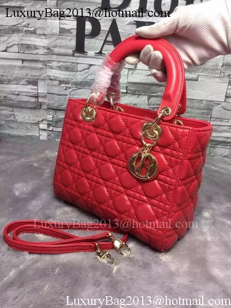 Dior Small Lady Dior Bag Sheepskin Leather CD6322 Red