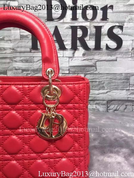 Dior Small Lady Dior Bag Sheepskin Leather CD6322 Red