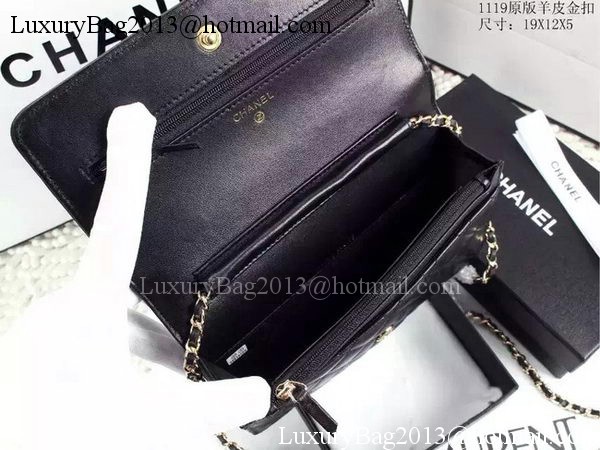 Boy Chanel WOC Flap Bag Black Sheepskin A1119 Gold