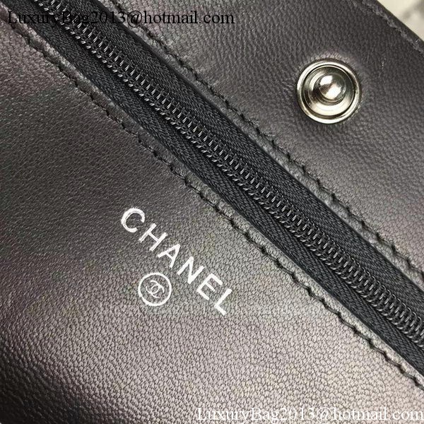 Boy Chanel WOC Flap Bag Original Chevron Sheepskin A53731 Black