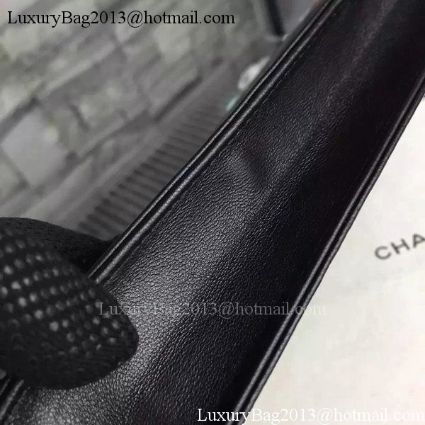 Chanel WOC Flap Bag Original Black Camellia Leather A5373 Silver