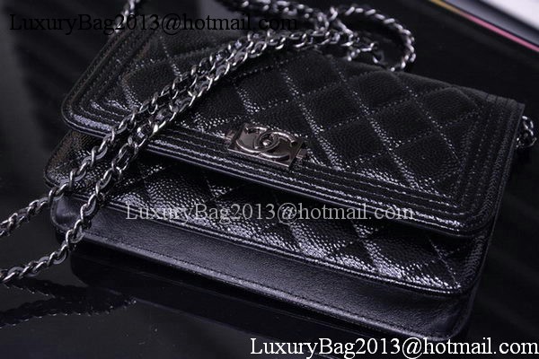 Boy Chanel mini Flap Bags Bright Cannage Pattern A33815 Black