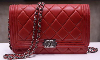 Boy Chanel mini Flap Bags Bright Cannage Pattern A33815 Burgundy