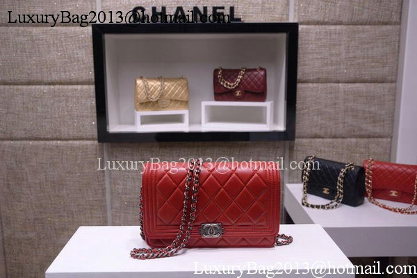 Boy Chanel mini Flap Bags Bright Cannage Pattern A33815 Burgundy