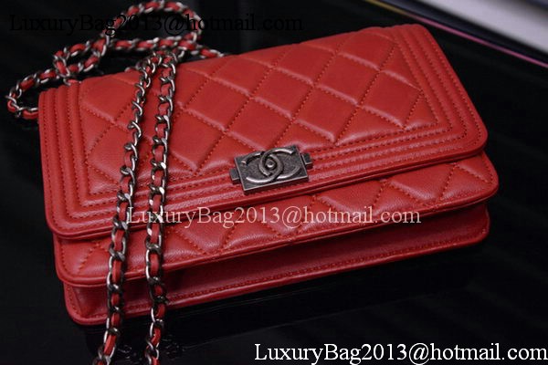 Boy Chanel mini Flap Bags Bright Cannage Pattern A33815 Burgundy