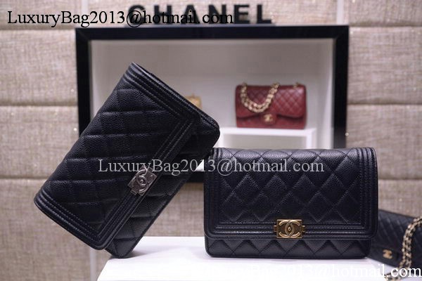 Boy Chanel mini Flap Bags Cannage Pattern A33815 Black